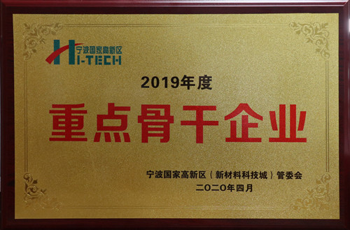 公司連續(xù)三年蟬聯(lián)寧波國家高新區(qū)“重點骨干企業(yè)”
