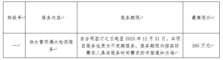 2024年寧波市水務環境集團供水管網漏水檢測服務項目招標公告
